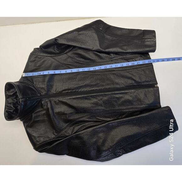 Vintage WILSONS Black Full Grain Leather Jacket Fitted Zipper Lined Women's S - Picture 4 of 7